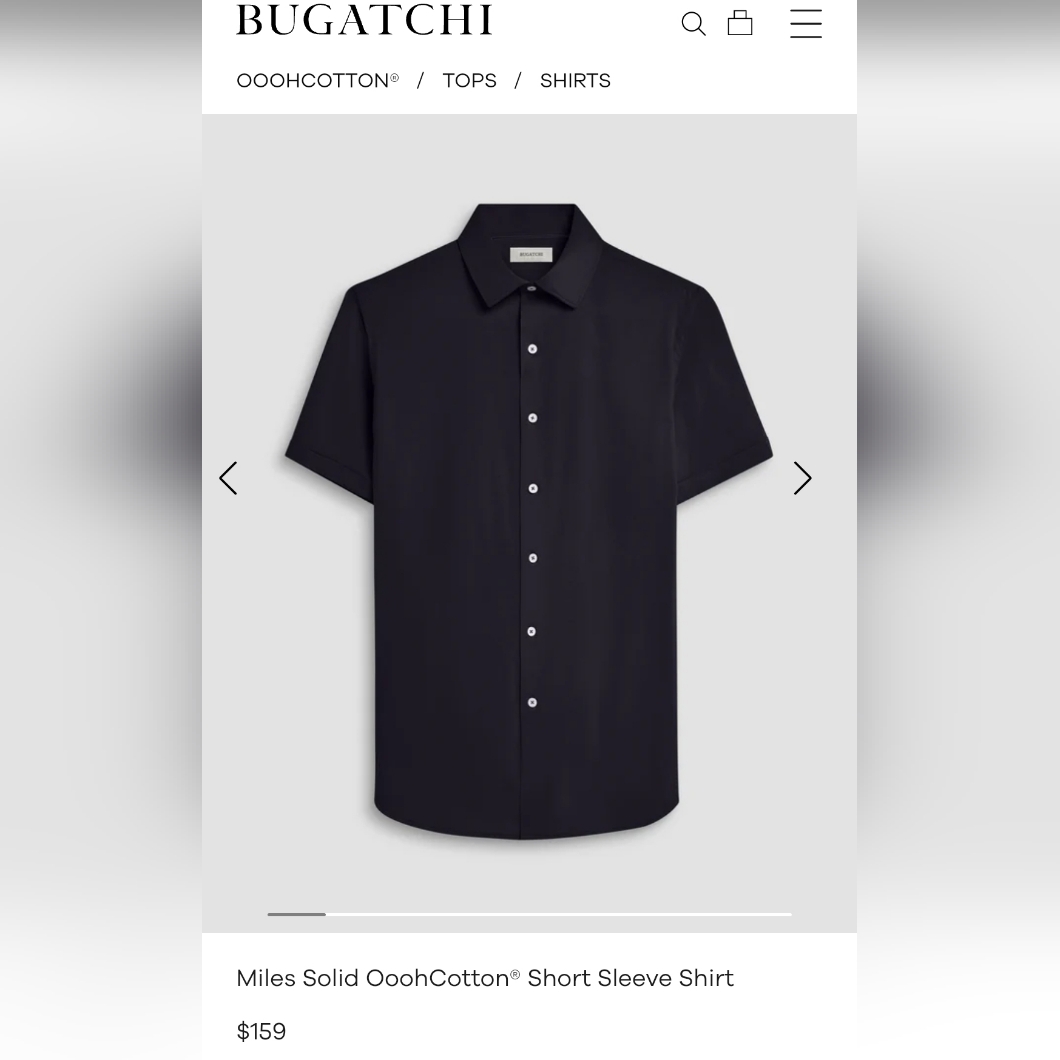 Bugatchi Men's Black Short Sleeve Shirt